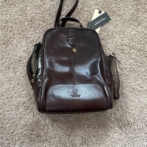 Luxurious Dark Brown Leather Backpack